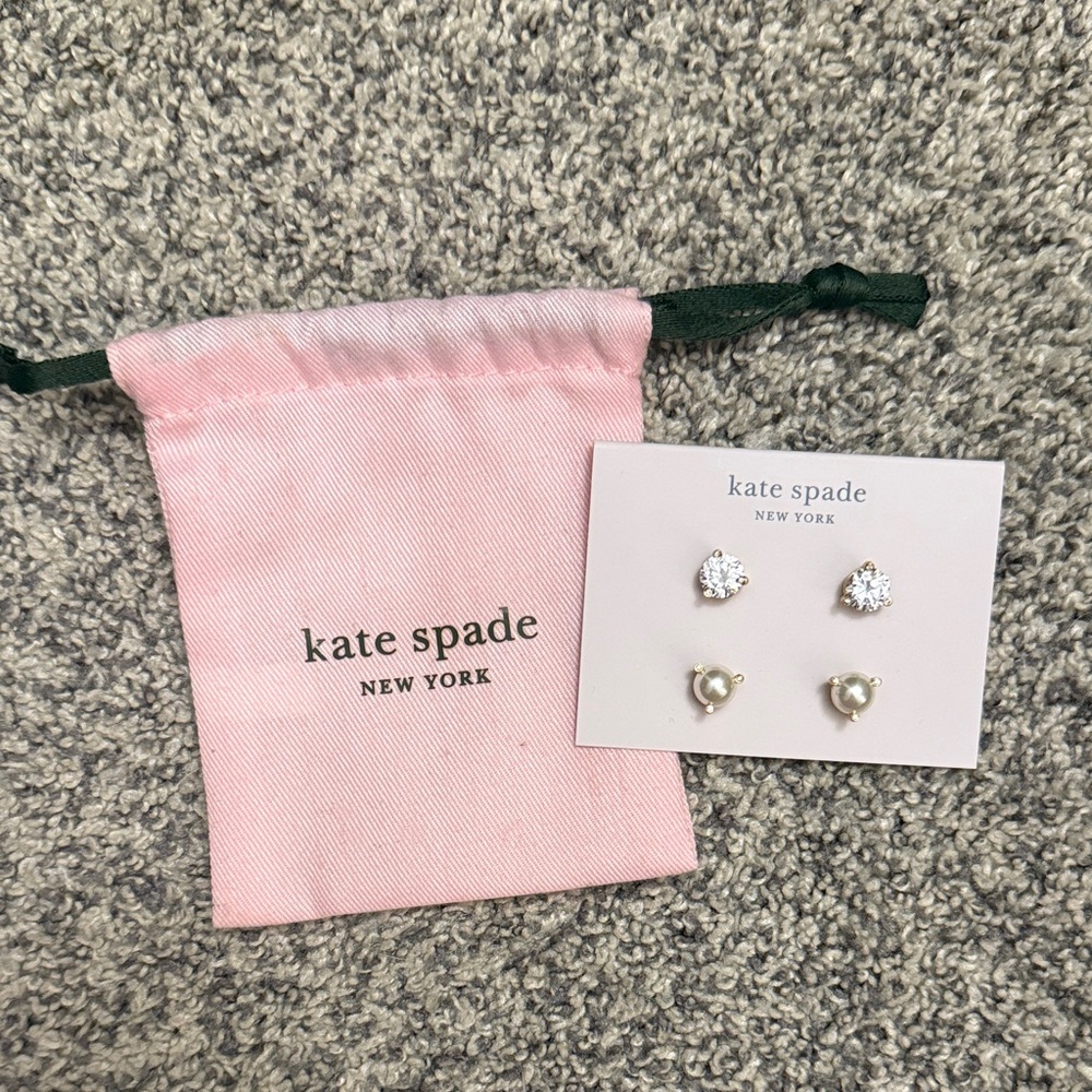 kate spade Silver and White Stud Earrings Set